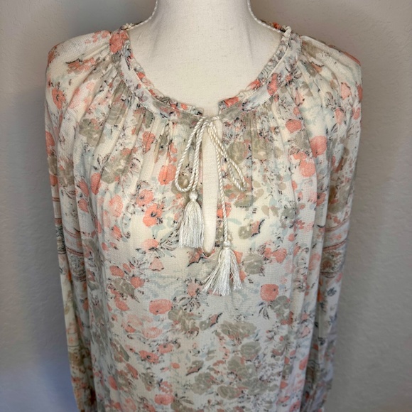 Lucky Brand, Boho Airy Floral Print Long Sleeve Blouse, Size M - Picture 2 of 7